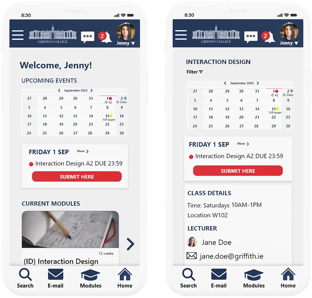 Insights mockup showing improved navigation
