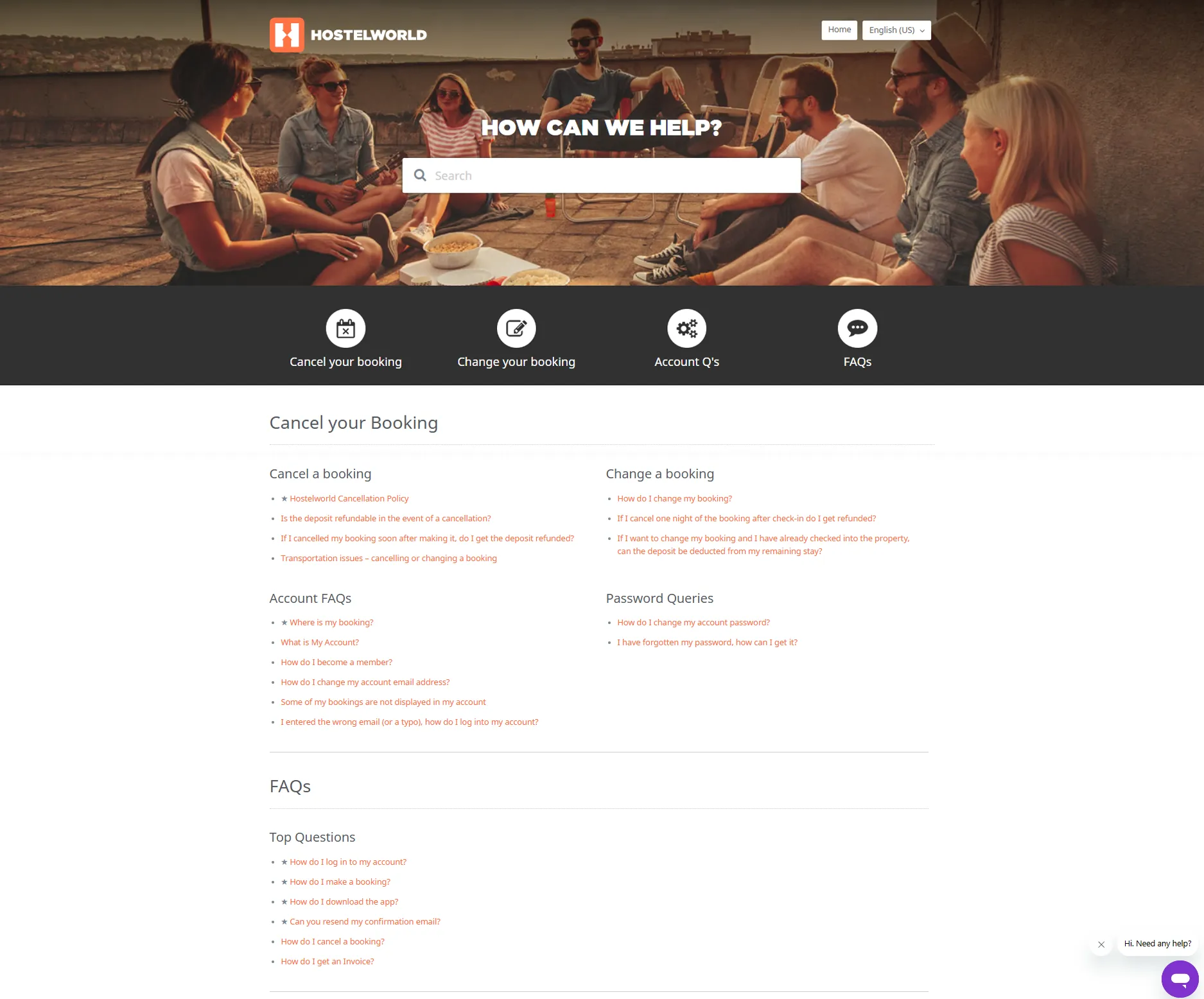 Old Help Centre desktop design